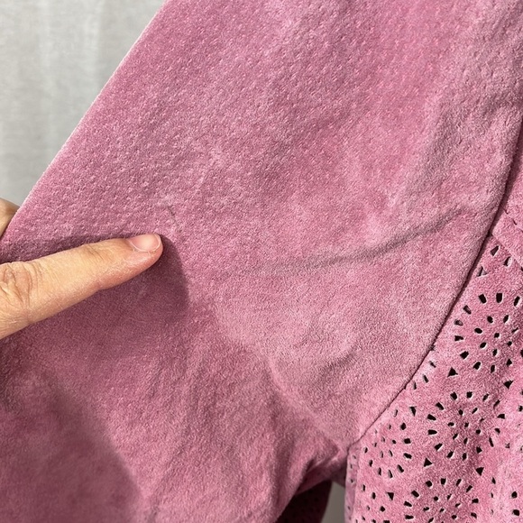 Hal Rubenstein Pink Laser Cut Genuine Leather Zip Jacket Womens Size 3x - Picture 6 of 16